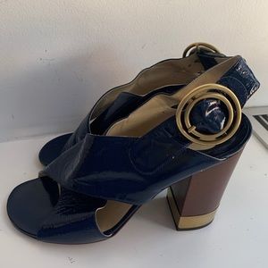 Chloe Navy gold accented Heels